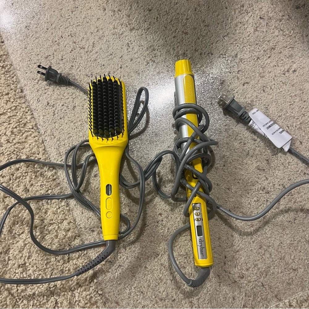 Drybar Yellow Hot Brush and Mini Straightener Set